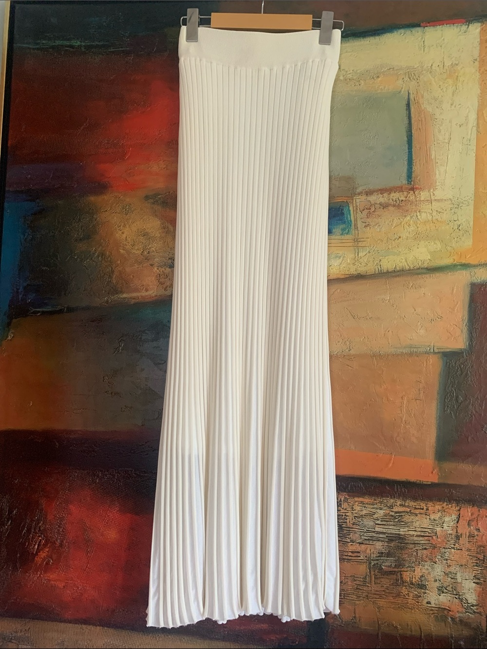 Ribbed Viscose Blend Knit Maxi Skirt, Sz M